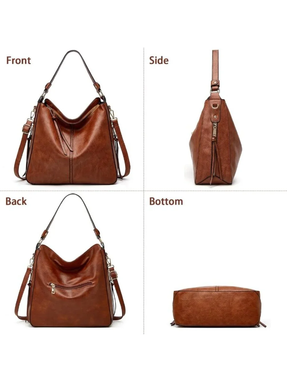 Trendy Large Hobo Tote Bag for Women | Soft Leather Crossbody Purse & Wallet Set